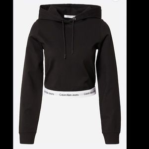 Calvin Klein full length hoodie with patterned band at hem